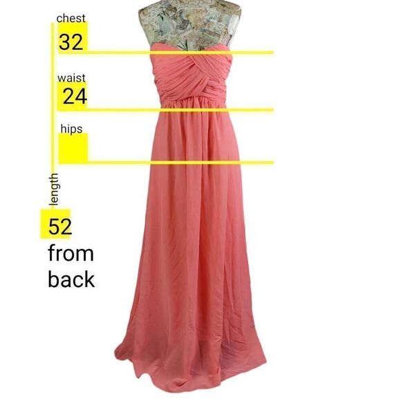 Gown Long Maxi Dress Formal Strapless A Line Peachy Chiffon Floor Length - Picture 6 of 11